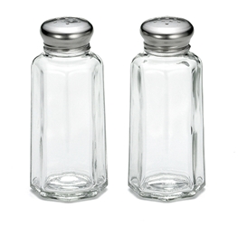  2 oz Paneled S&P Shakers, Stainless Steel Tops 