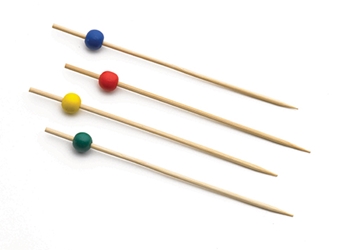  3.5” Bamboo Pick, Assorted Pack (25 each: Red, Yellow, Green, Blue) (100 per Pack) 