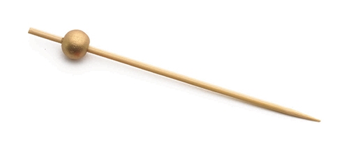 3.5” Bamboo Pick with Gold Ball (100 per Pack) 