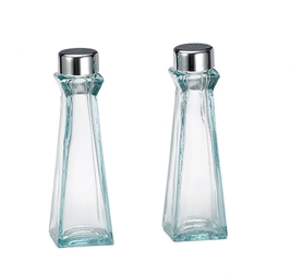  3 oz Marbella Salt & Pepper Shakers, Chrome Plated ABS Tops 