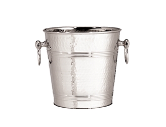  8 Qt Wine Bucket, Stainless Steel with Hammered Finish, 7.5” dia x 8.5” H 