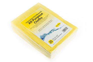 Antibacterial Cloth - Yellow Heavy Duty 75GSM (x25) 