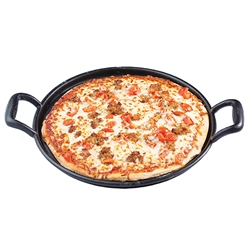 Cast Iron Pizza Pan with Handles, 12.75” dia (17.625” with Handles) x 1.875” D 