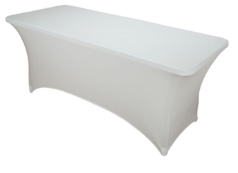 6ft White Spandex Lycra Rectangular Trestle Table Cloth Cover (Each) 