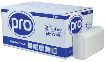 PRO Z-Fold White 1 Ply Paper Towel (3000 Pack) 