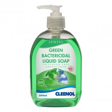 Senses Green Bactericidal Liquid Soap - Triclosan Free - 500ml Senses, Green, Bactericidal, Liquid, Soap, Triclosan, Free, Cleenol