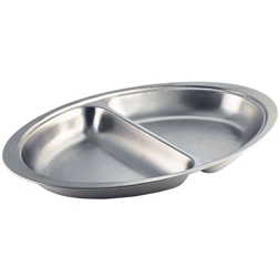 Stainless Steel 2 Div. Oval Banqueting Dish 20 (Each) Stainless, Steel, 2, Div., Oval, Banqueting, Dish, 20, Nevilles