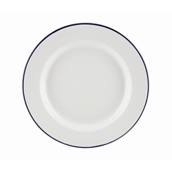 Enamel Wide Rim Plate White & Blue 26cm (Each) Enamel, Wide, Rim, Plate, White, &, Blue, 26cm, Nevilles