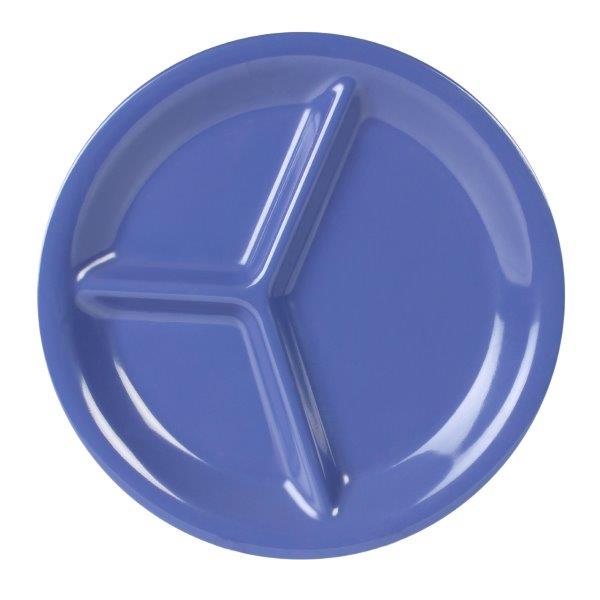  260mm, 3 Compartment Plate, Blue (12 Pack) 