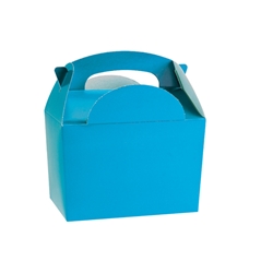 Bright blue paperboard box with handle 