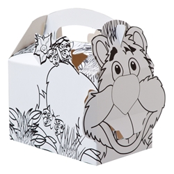 Colour-in Jungle Lion paperboard box with handle 
