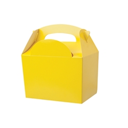 Yellow paperboard box with handle 