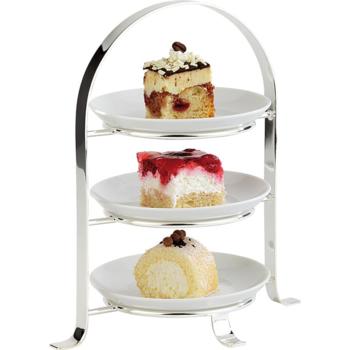 3 Tier Chrome Serving Stand (Max 17cm Plates) (Pack of 1) 