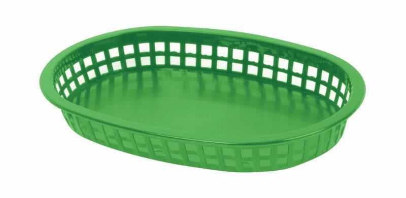 Oblong Basket, Green  Polypropylene 273mm X 178mm  10 3/4" x 7" (pack of 12) 