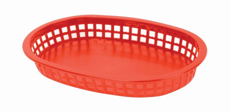 Oblong Basket, Red  Polypropylene 273mm X 178mm  10 3/4" x 7" (pack of 12) 