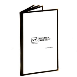 4 Page Book Fold Menu Cover, Long Size 216mm x 356mm / 8 1/2? x 14?, Black 