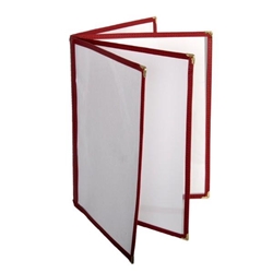 4 Page Book Fold Menu Cover, 216mm x 279mm / 8 1/2? x 11?, Maroon 