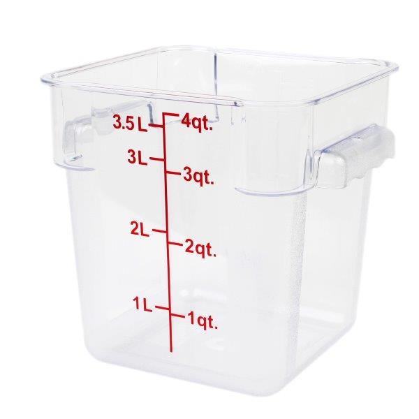 3.8Ltr / 4 qt (203mm x 181mm x 194mm) Square Food Storage Container, Polycarbonate 