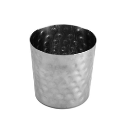 385ml / 13 oz, 100mm x 100mm / 3 3/8?x 3 3/8? Height French Fry Cup, Stainless Steel,  Hammered Finished 
