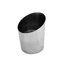 414ml / 14 oz, 107mm x 133mm / 3 5/8?x 4 1/2? Height  Angled French Fry Cup, Stainless Steel, Mirror Finished  