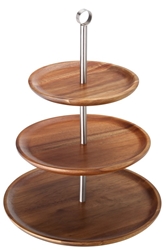 3 Tiered Acacia Sharing Platter 12, 9.75, 8.25? / 30.5, 25, 21cm (each) 