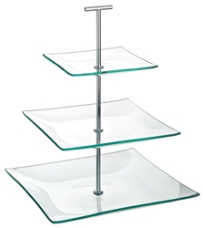 Aura 3 Tiered Square Glass Plate 9.75, 8, 5.75? / 24.5, 20, 14.5cm (each) 