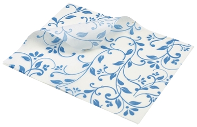 Greaseproof Paper Blue Floral Print 25 x 20cm (Each) Greaseproof, Paper, Blue, Floral, Print, 25, 20cm, Nevilles