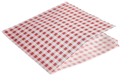 Greaseproof Paper Bags Red Gingham Print 17.5 x 17.5cm (Each) Greaseproof, Paper, Bags, Red, Gingham, Print, 17.5, 17.5cm, Nevilles