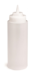 Widemouth Squeeze Bottle Dispenser 32 oz Natural, Standard Tip, Natural Top, 63 mm 