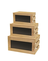 Rustic Risers Natural Wood Crate Set with Chalkboard. Small 