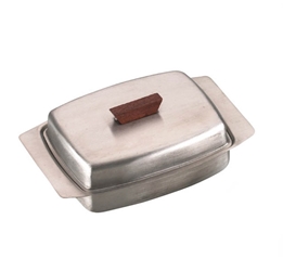 Butter Dish, St. Steel Lid With Wooden Knob 