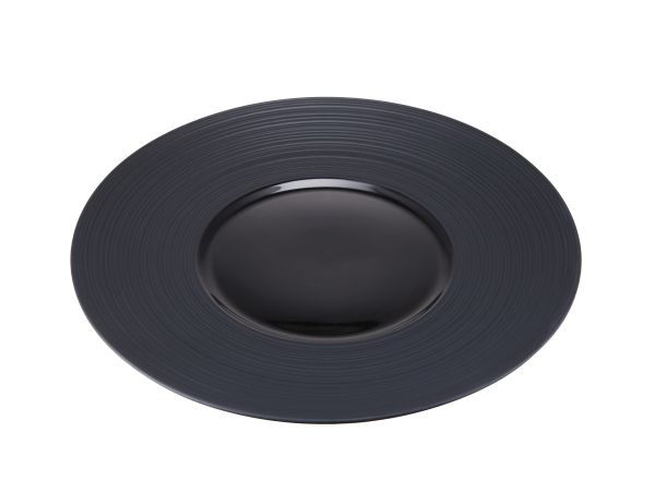 Contra Ribbed Black Round Plate 26Cm (3 Pack) 
