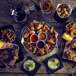 BBQ Chicken Sharing Platter, Black Trays & Sides