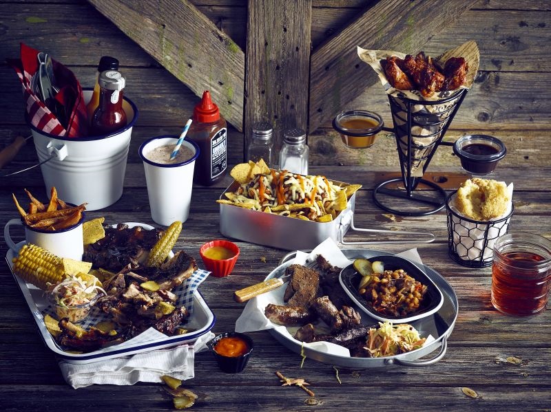 BBQ Ribs & Chicken On Enamel & Galvanised Steel