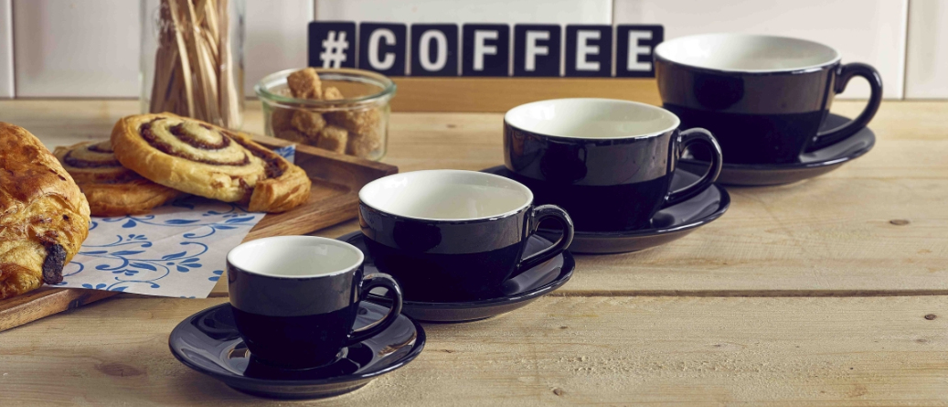 Black Genware Bowl Shaped Cups