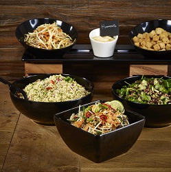 Black Melamine Bowls & Wooden Riser Display