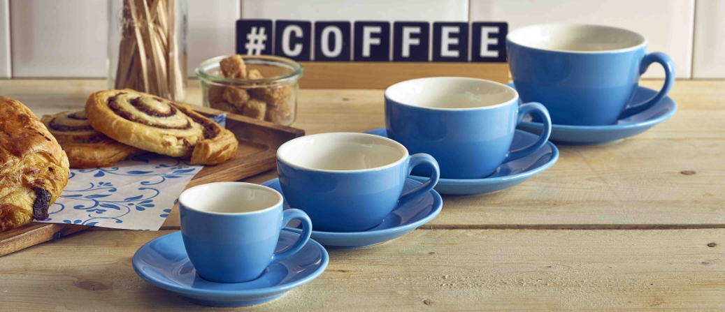 Blue Genware Bowl Shaped Cups