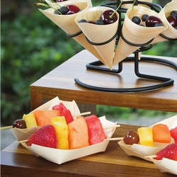 Disposable Wood Cones & Boats on Cascade Risers