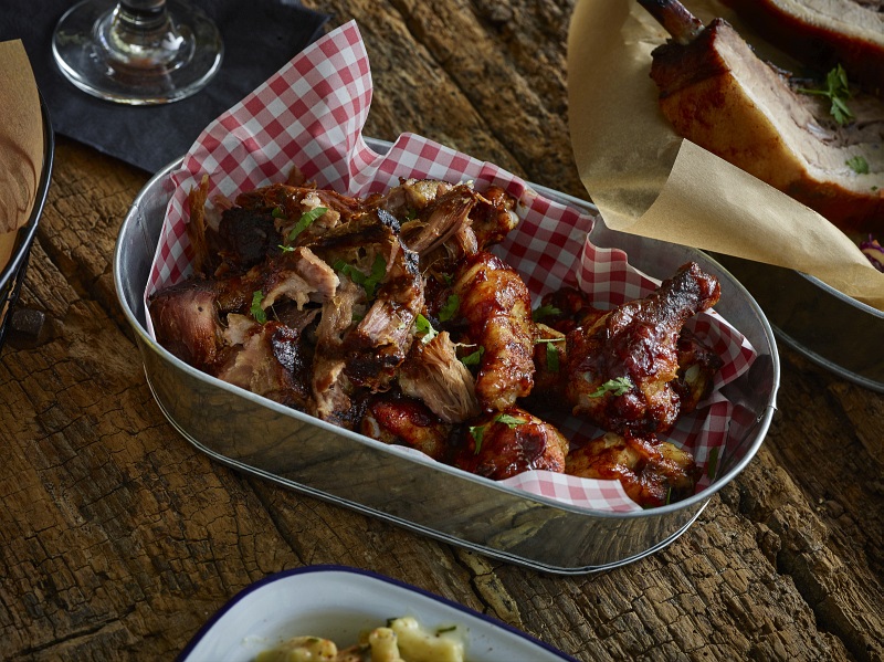 Galvanised Steel Platter Sticky Chicken Legs