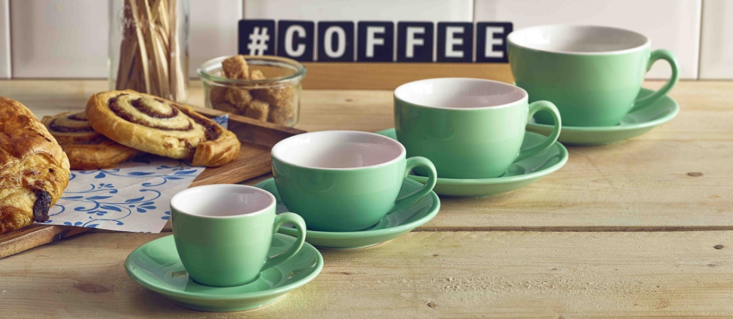 Green Genware Bowl Shaped Cups