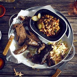 Sausage, Beef & Beans on Galvanised Tray