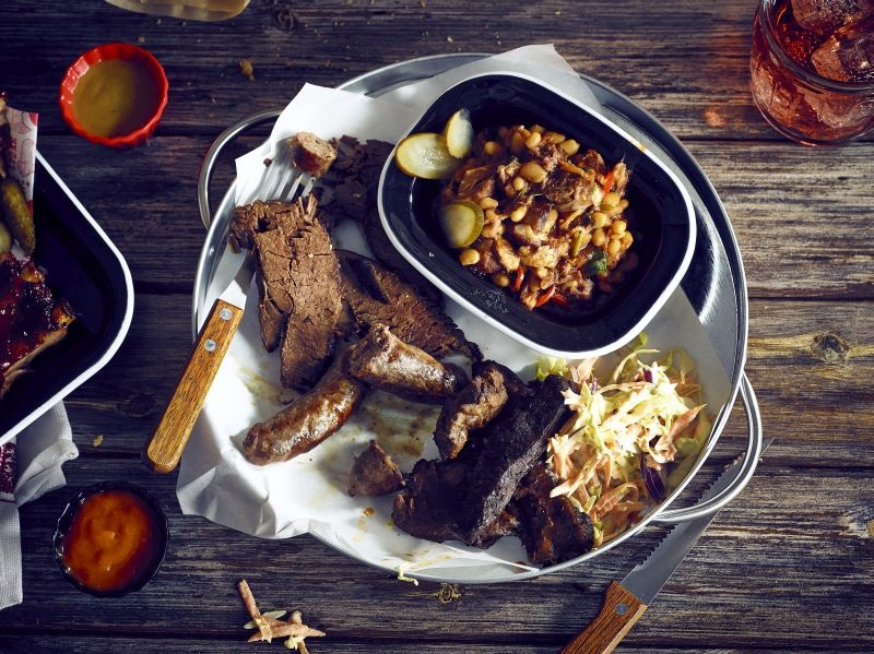 Sausage, Beef & Beans on Galvanised Tray