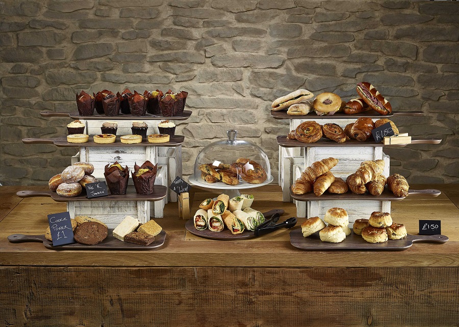 White Crate Risers, Wood Melamine Paddles & White Cake Stand Display