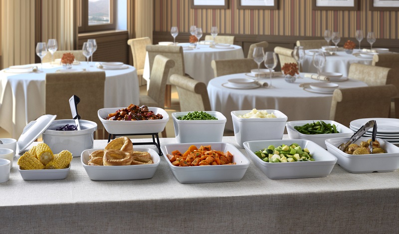 White Porcelain Tabletop Buffet Display
