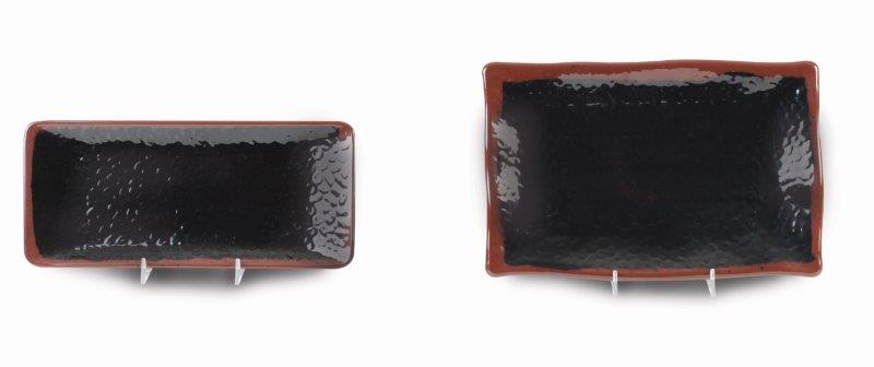 11 1/4? X 7 1/4? / 285mm X 185mm Wave Rectangular Plate, Tenmoku (12 Pack) 