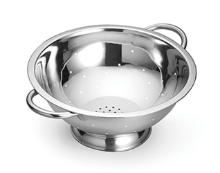  13 Qt Footed Colander with Tubular Handles, Stainless Steel 