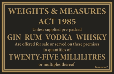 170x110mm 25ml Whiskey, Gin, Vodka, Rum (Each) 170x110mm, 25ml, Whiskey, Gin, Vodka, Rum, Beaumont