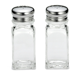  2 oz Square S&P Shakers, Stainless Steel Tops 