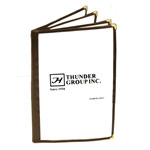 4 Page Book Fold Menu Cover, Long Size 216mm x 356mm / 8 1/2? x 14?, Brown 