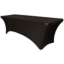 6ft Black Spandex Lycra Rectangular Trestle Table Cloth Cover (Each) 